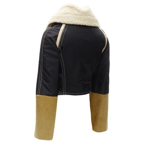 rare DSQUARED2 Vintage Runway brown suede shearling nylon aviator jacket IT40 S - Picture 7 of 10